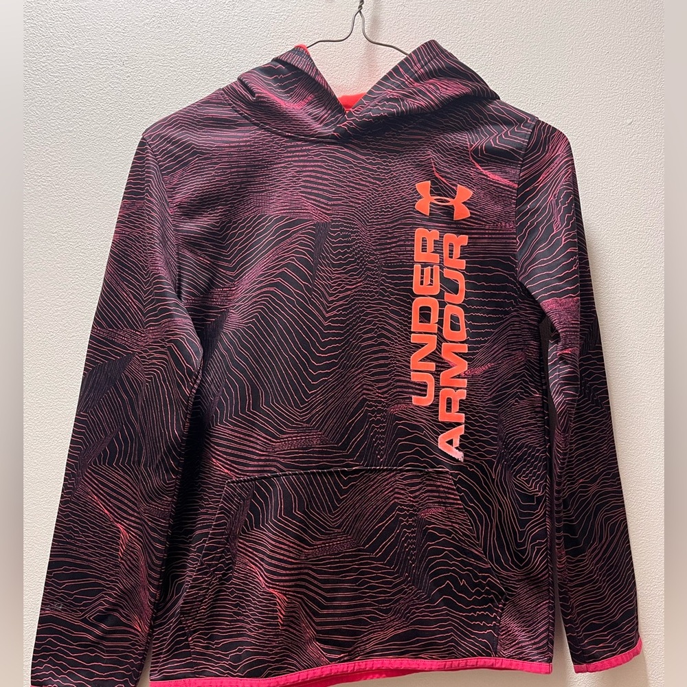 Under Armour Coldgear Pullover Long Sleeve Hoodie with Kangaroo Pocket, Youth - Picture 3 of 5